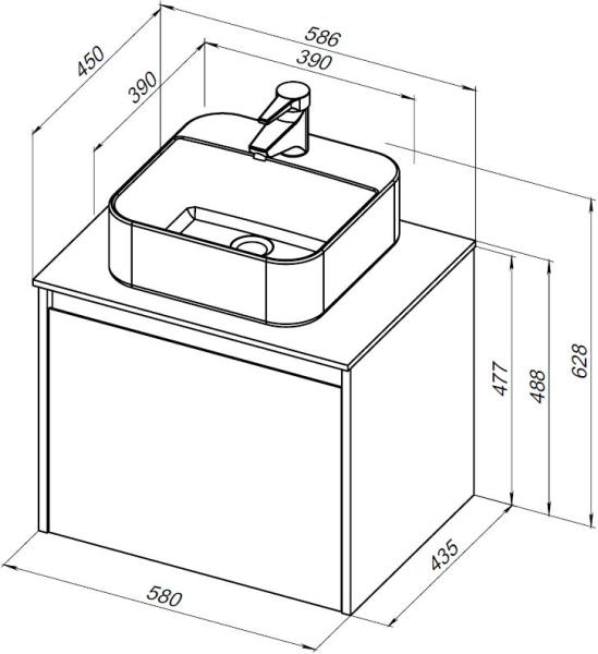 Тумба под раковину Aquanet Nova Lite 60 белый (1 ящик)