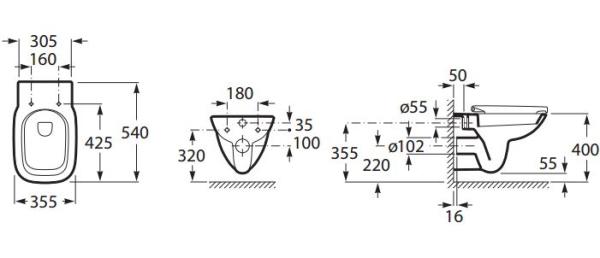 Унитаз (чаша) Roca Debba подвесная 346997000