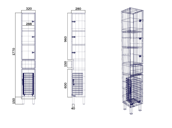 Пенал SANVIT Кубэ-3 (К) 32 с бельевой корзиной напольный Белый