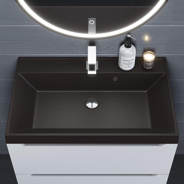 Раковина кварцевая Uperwood Classic Quartz 70 см, коричневая матовая, трюфель