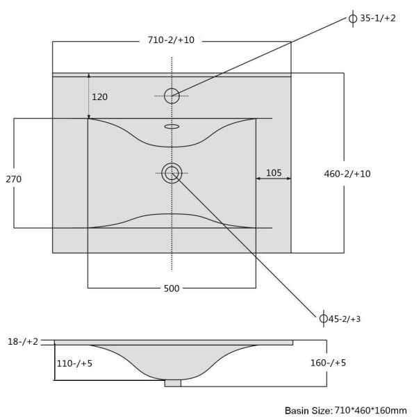 Раковина SANVIT r9070d накладная 72 см