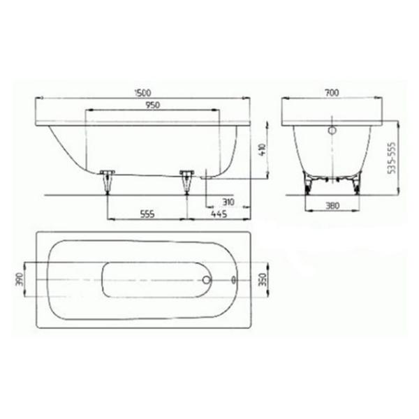 Ванна Kaldewei Saniform Plus 361-1 Easy-clean 150x70(111600013001) стальная