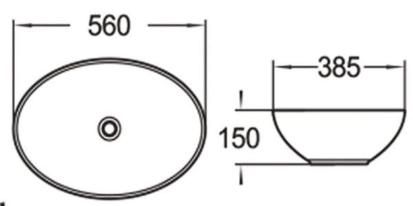 Раковина SantiLine SL-1077 56x38,5 на столешницу керамическая Белый