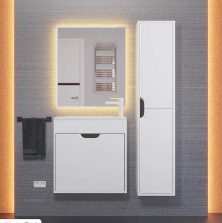 Шкаф-пенал для ванной Uperwood Modul, подвесной, с полками, матовый, белый/графит