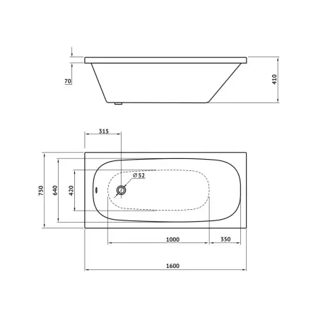 Ванна BERGES NELU 50019 акриловая 160х75