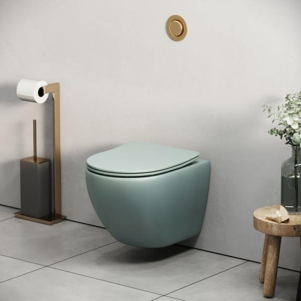 Унитаз Grossman GR-4455MNMS Color (485*365*360) МЯТНЫЙ МАТОВЫЙ подвесной Безободковый с тонкой крышкой