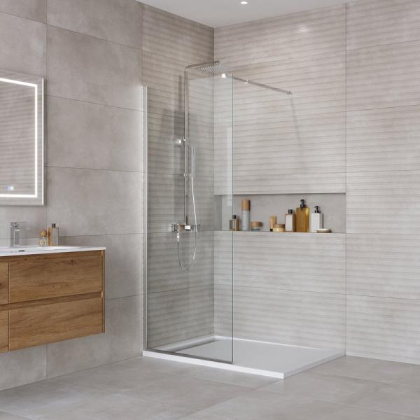 Душевая перегородка BelBagno KRAFT 120 прозрачное стекло 6 мм профиль черный матовый KRAFT-L-1-120-C-NERO