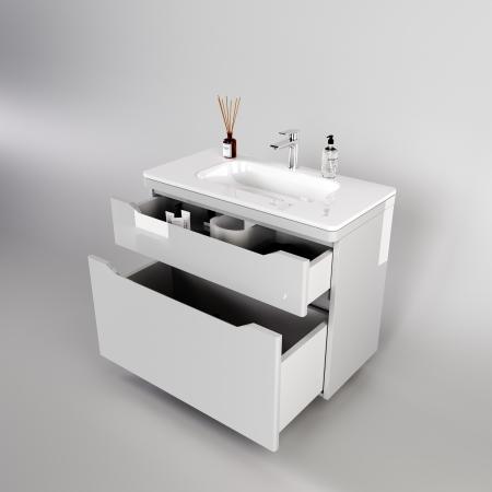 Тумба подвесная Style Line Марелла 90 (2 ящ.) Люкс антискрейтч белый глянец, PLUS