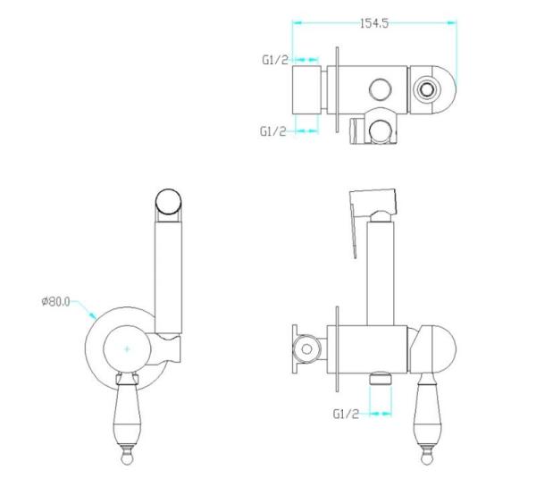 Гигиеническая лейка со смесителем Boheme Brillante 436 хром