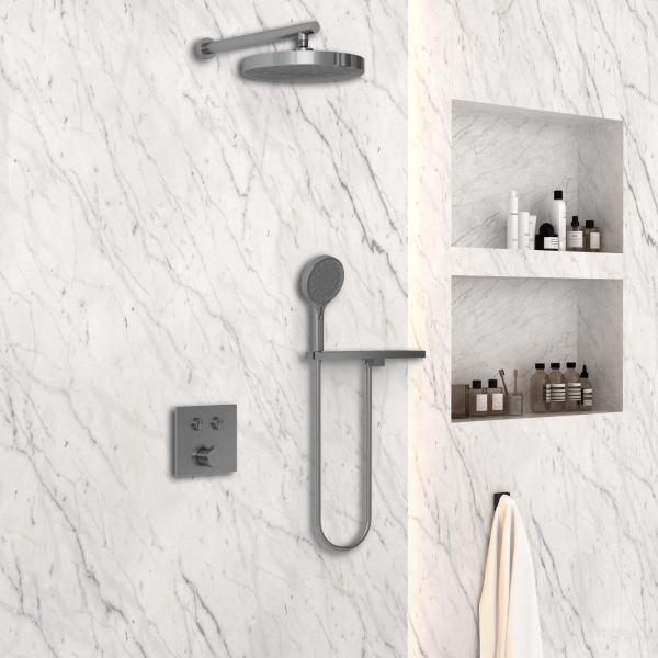 Душевой комплект Vincea Inspire VSFW-4I212RGM встраиваемый, двухрежимный, вороненая сталь