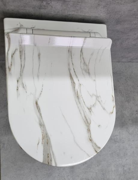 Унитаз Ceramalux 2213-K подвесной безободковый сиденье микролифт белый мрамор 505x365x360