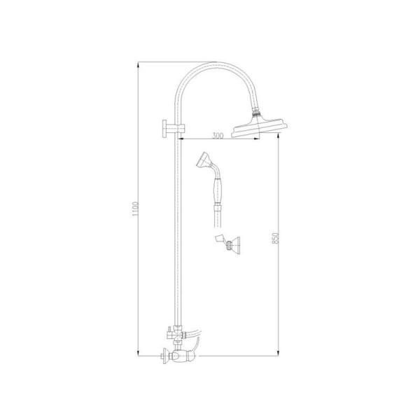 Душевой комплект Rav Slezak LABE L581.5/3, цвет Хром с верхним душем