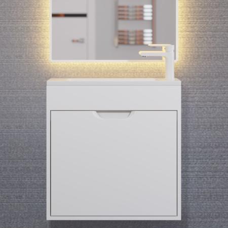 Тумба с раковиной для ванной Uperwood Modul 60 см, подвесная, матовая, белая