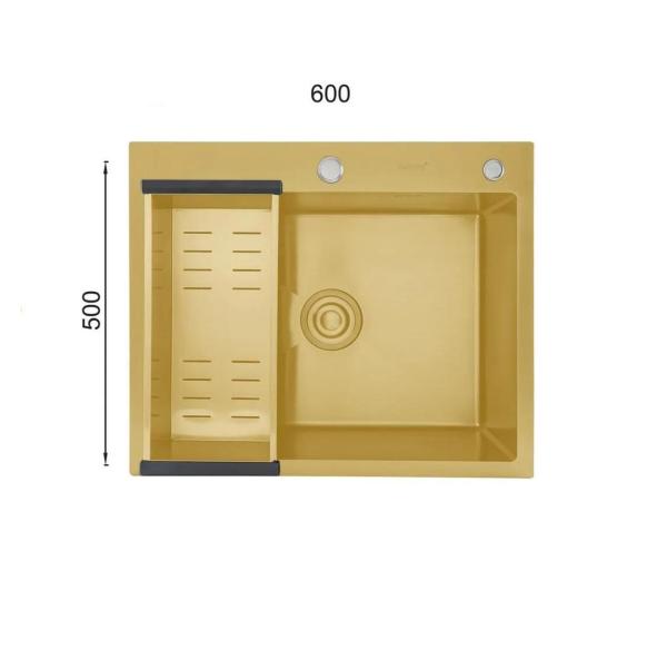 Кухонная мойка Gappo GS6050-3 60x50 сатин золотой нерж.сталь
