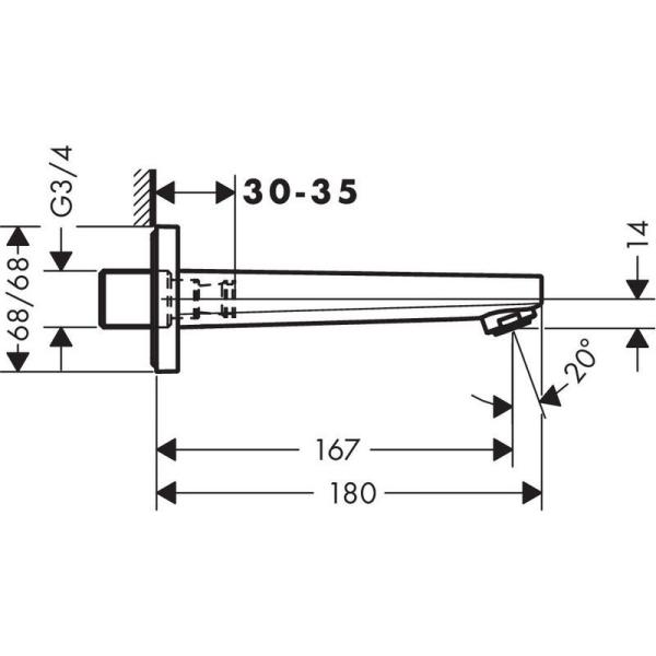 Излив Hansgrohe Metropol 32542000 на ванну, хром