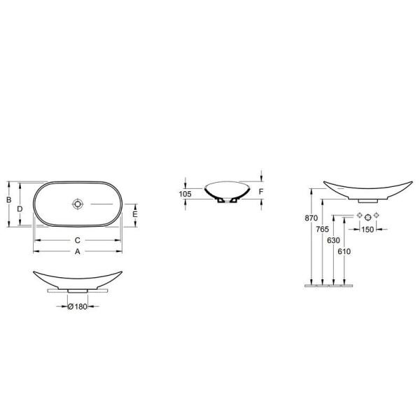 Раковина Villeroy&Boch My Nature 81x41 накладная CeramicPlus 411080R1