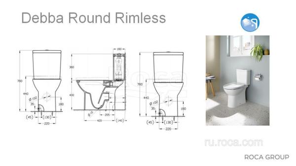 Унитаз (чаша) Roca Debba Round напольная rimless 34299P00Y