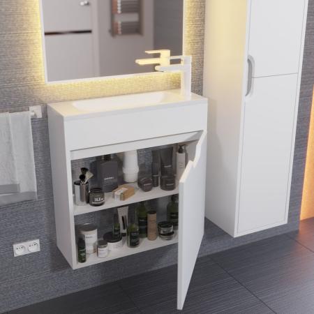 Тумба с раковиной для ванной Uperwood Modul 60 см, подвесная, матовая, белая