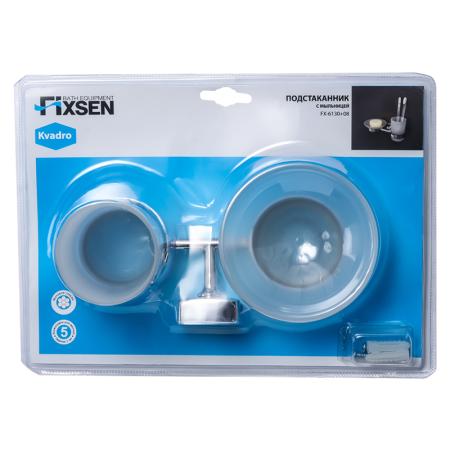 Мыльница FIXSEN KVADRO FX-61306+08, со стаканом хром