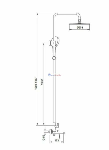 Душевая система Gappo G2499-39 с термостатом Оружейная сталь с изливом