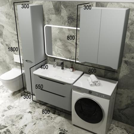 Тумба подвесная Style Line Марелла 80 (2 ящ.) Люкс антискрейтч серый, PLUS