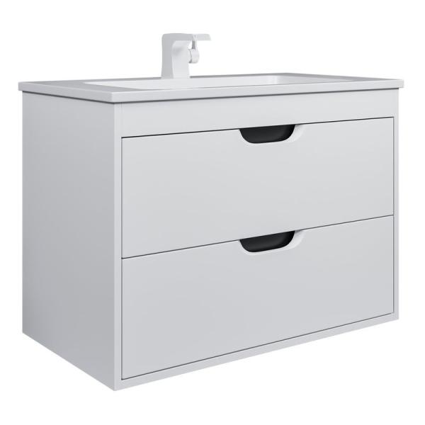 Тумба под раковину для ванной Uperwood Modul 80 см, подвесная, матовая, белая/графит