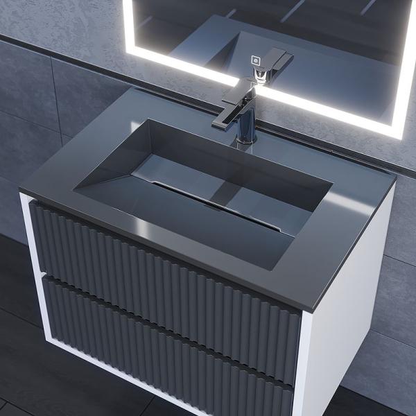 Раковина для ванной полувстраиваемая Uperwood Next Premium 70 см, прямоугольная, серый глянец