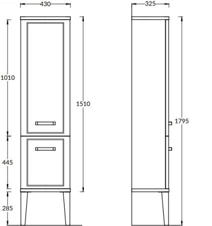 Пенал Kerama Marazzi POMPEI ПОМПЕИ PO.M.150\CAM напольный\подвесной 150, камео бежевый глянцевый