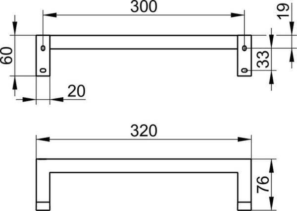 Поручень KEUCO Edition 90 Square 19107010000 хром 320 мм