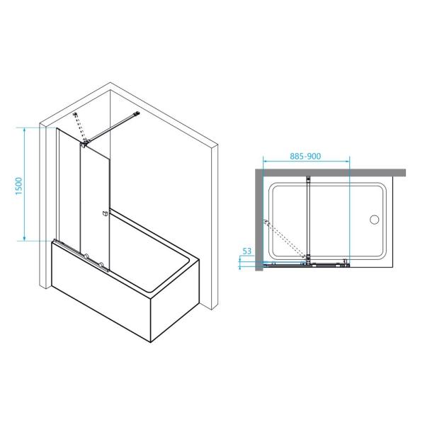 Шторка на ванну RGW Screens SC-46 90 см прозрачное Хром раздвижные 06114609-11