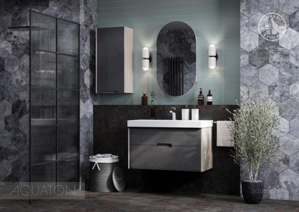 Тумба под раковину AQUATON Оливия 90 грей, дуб ойстер 1A254401OLUG0