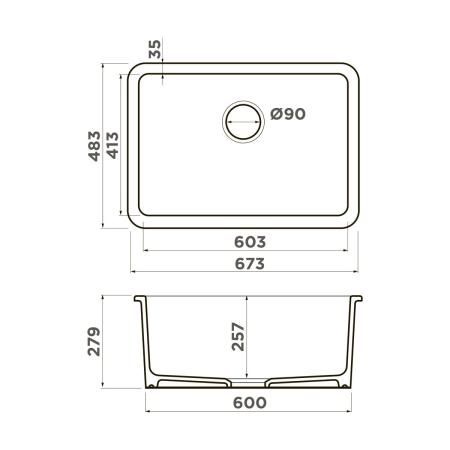 Кухонная мойка Omoikiri Torishima 67-U/I-WH Glossy Natceramic/белый 4993866