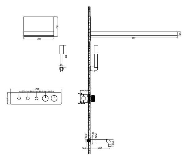 Душевая система Boheme FUSION 131-2-CR с термостатом, трехпозиционная CHROME с изливом