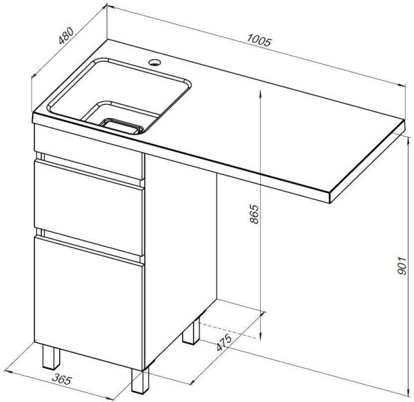 Тумба под раковину Aquanet Вега 40 белый глянец