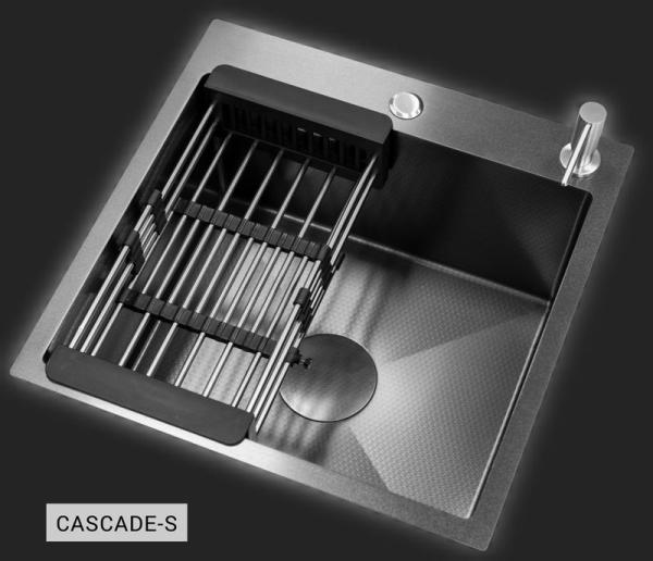 Мойка кухонная Esbano CASCADE-S 500х500х230 оружейная сталь PVD покрытие