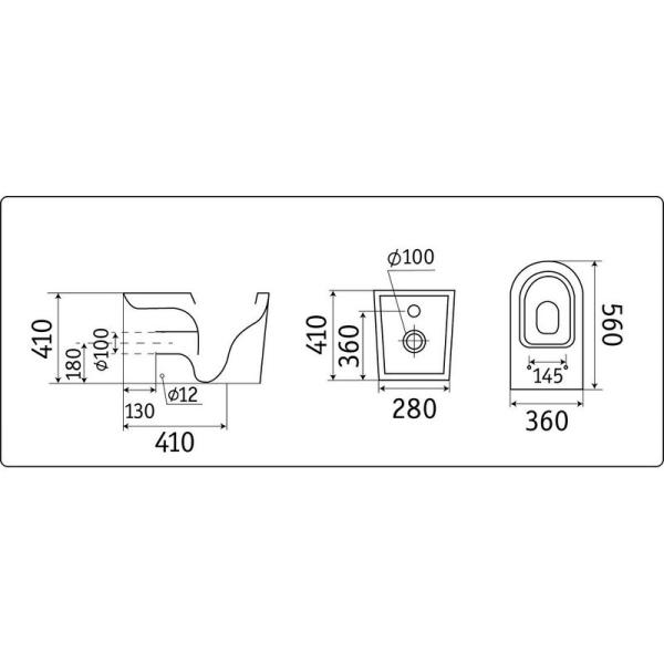 Унитаз CeramaLux NS-3176 56 см приставной безободковый микролифт