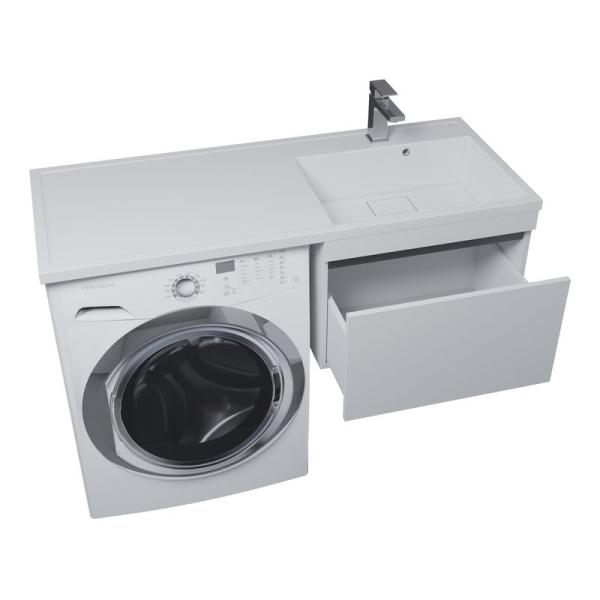Тумба под стиральную машину Uperwood Magenta, 50 см, подвесная, белая/графит, выдвижной ящик