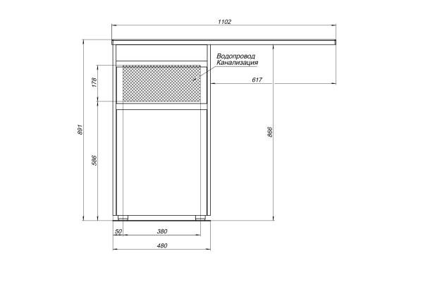 Тумба под раковину Aquanet Токио 48 белый (напольная, 1 ящик)