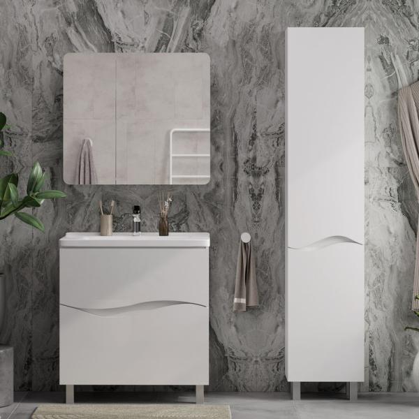 Пенал для ванной напольный Volna 40 белый глянец