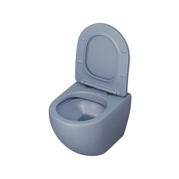 Унитаз Grossman GR-4455BSMS-21 Color (485*365*360) ГОЛУБОЙ МАТОВЫЙ подвесной Безободковый с тонкой крышкой