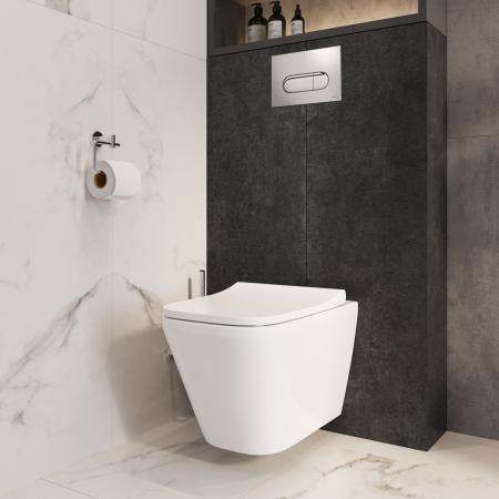 Инсталляция с унитазом VitrA Integra Square  9856B003-7207 комплект 4 в 1 с сиденьем микролифт безободковый цвет клавиши глянцевый хром