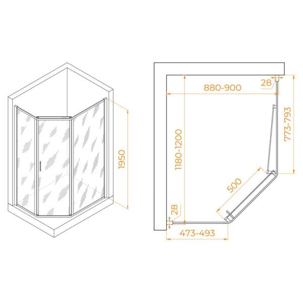 Душевой уголок RGW PA-86S Passage 120x90 Хром-Сатин прозрачное