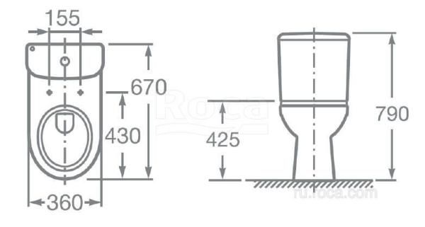Унитаз Roca Access 34P23800Y с горизонтальным выпуском