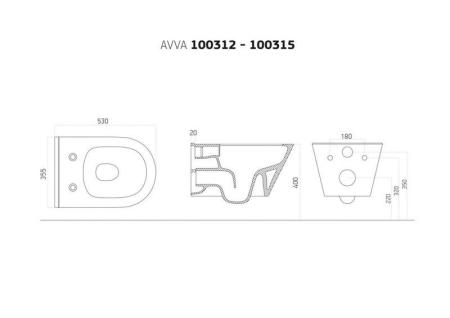 Унитаз подвесной с функцией биде Boheme Avva 972-2-W Белый глянец (без крышки)