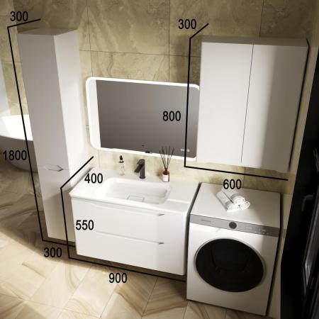 Тумба подвесная Style Line Марелла 90 (2 ящ.) Люкс антискрейтч белый матовый, PLUS