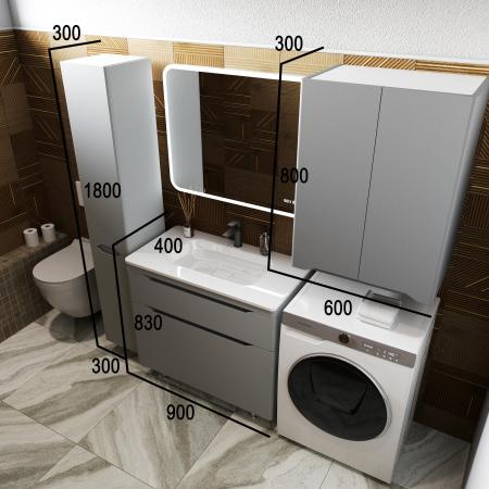 Тумба напольная Style Line Марелла 90 (2 ящ.) Люкс антискрейтч серый, PLUS