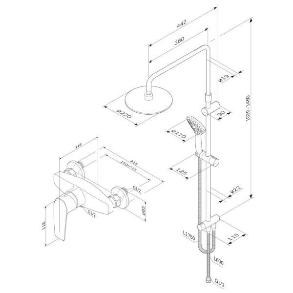 Набор для ванной комнаты 2 в 1 AM.PM Gem F42890A24 чёрный