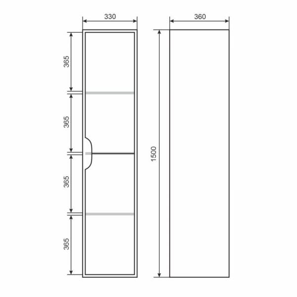 Шкаф-пенал для ванной Uperwood Modul, подвесной, с дверцами, матовый, белый/графит