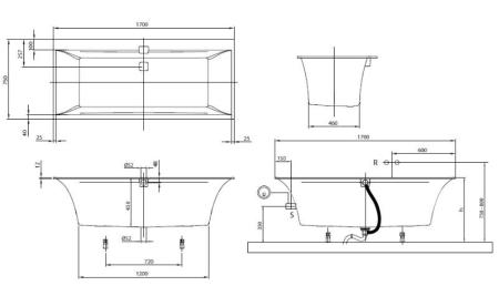 Ванна Villeroy & Boch Squaro Edge 170х75 UBQ170SQE2DV-01 цвет белый альпин