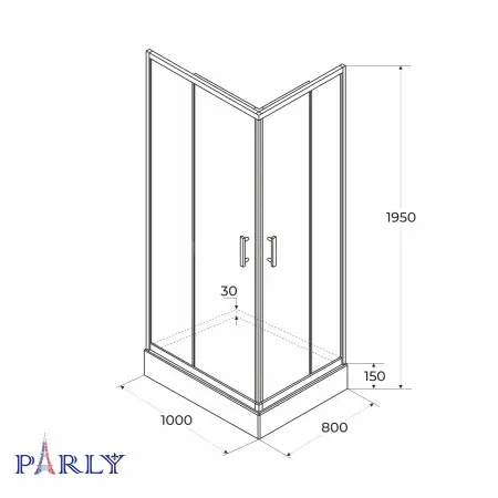 Душевой уголок с поддоном PARLY QZ81BF (100х80х195)